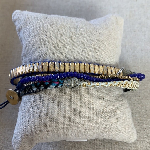 Stella and Dot Vista wrap bracelet blue gold - Picture 2 of 3